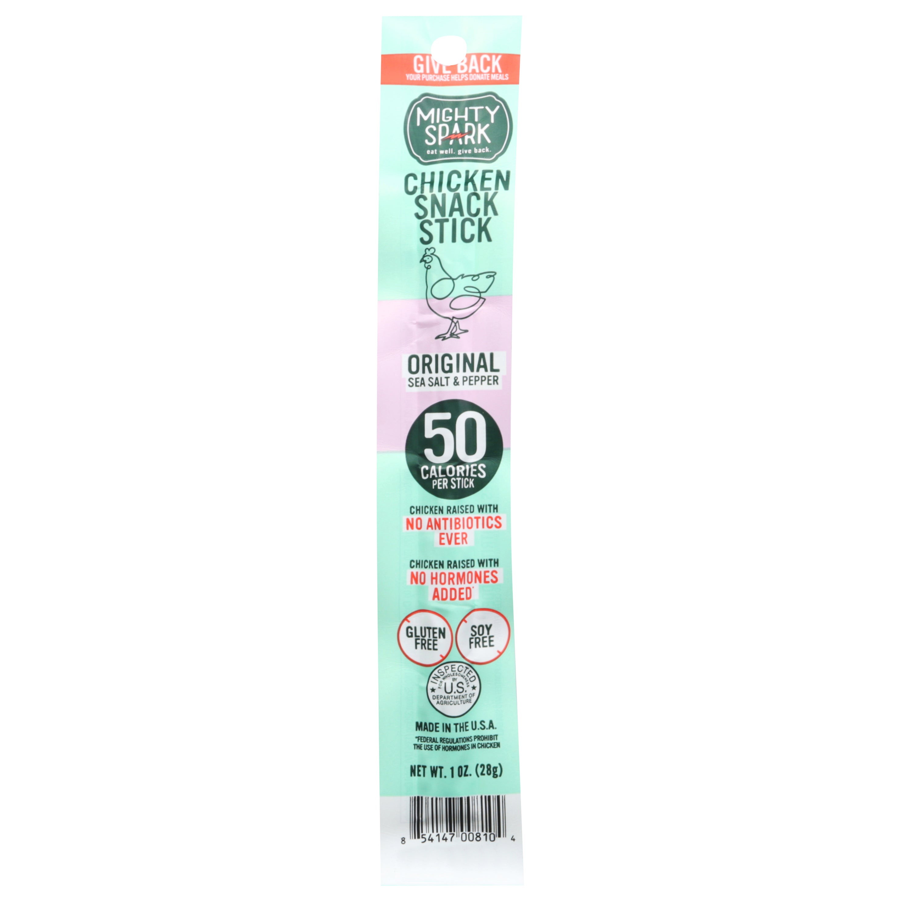 Mighty Spark Sea Salt & Pepper Original Chicken Snack Stick 1 oz - Case of 18