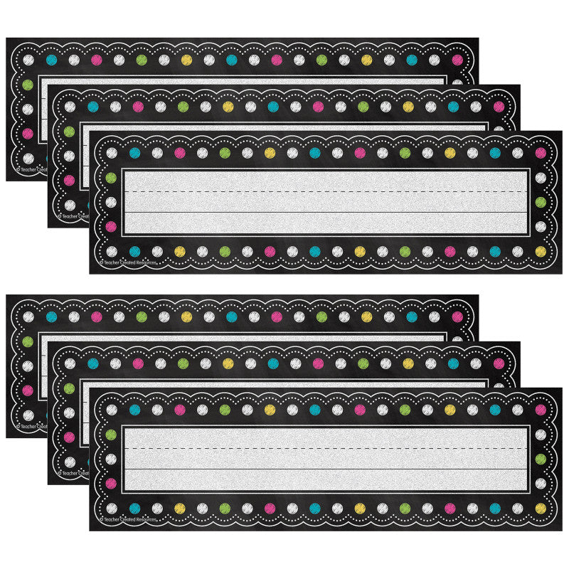 TEACHER CREATED RESOURCES - Chalkboard Brights Flat Name Plates, 36 Per Pack, 6 Packs