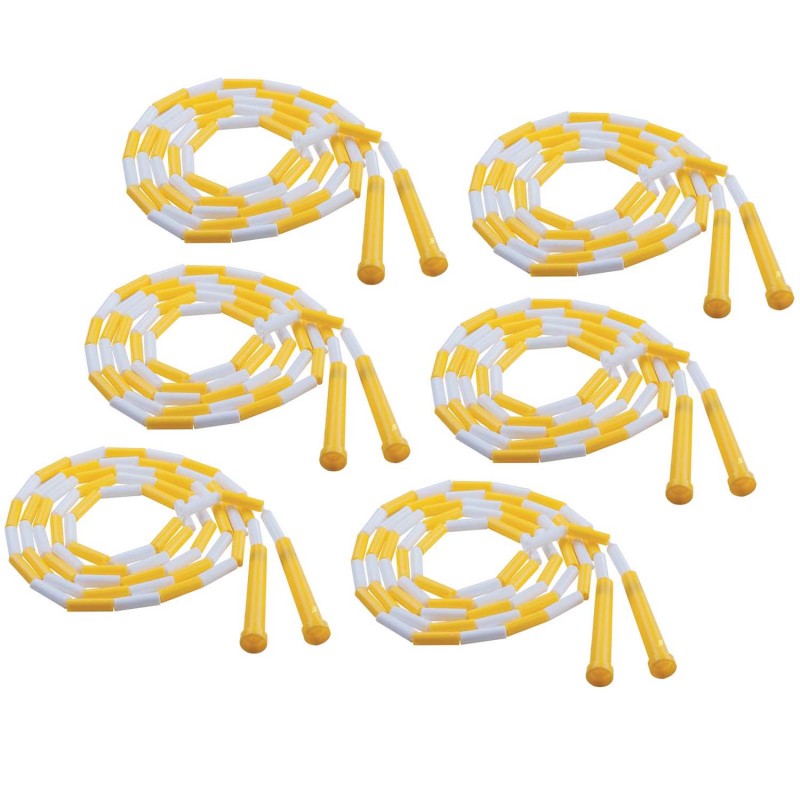 CHAMPION SPORTS - Plastic Segmented Jump Rope 8', Yellow & White, Pack of 6
