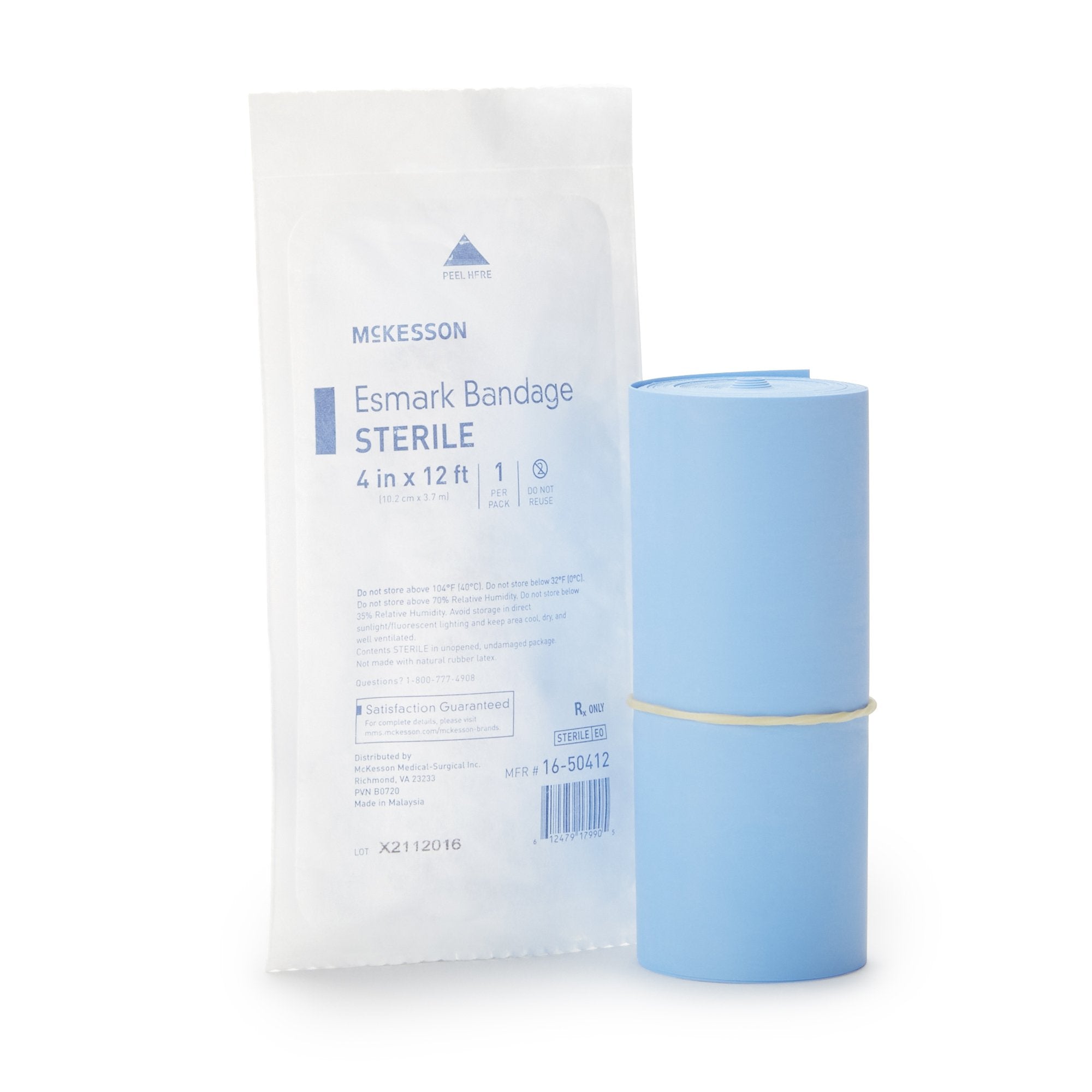 McKesson Brand - Esmark Compression Bandage McKesson 4 Inch X 4 Yard No Closure Blue Sterile High Compression [1/EA]