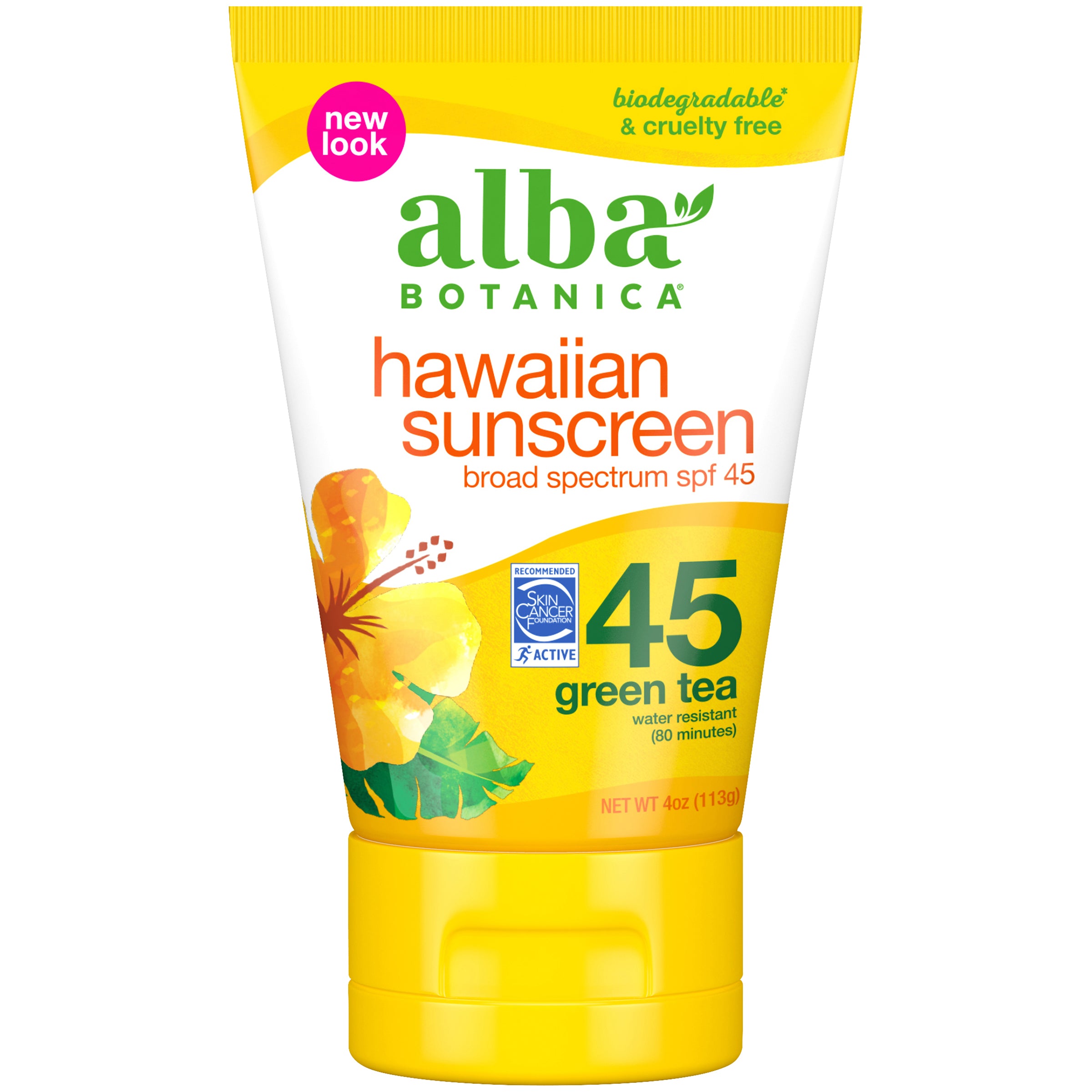 Alba Botanica Green Tea Broad Spectrum SPF 45 Hawaiian Sunscreen Lotion 4 oz. Tube - Case of 1