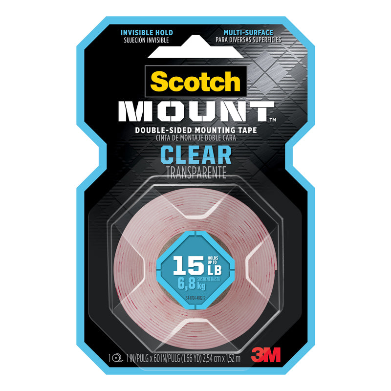 SCOTCH - 3M Scotch-Mount Double Sided 1 in. W X 60 in. L Mounting Tape Clear