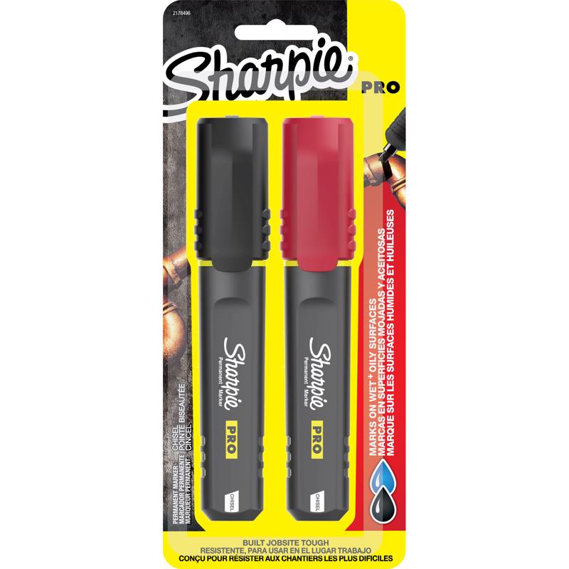 SHARPIE - Sharpie PRO Black/Red Chisel Tip Permanent Marker 2 pk - Case of 4