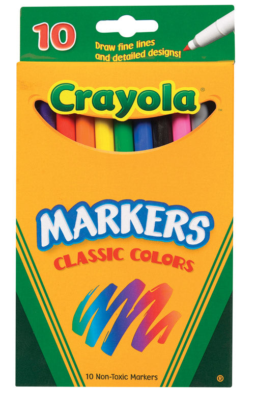 CRAYOLA - Crayola Classic Assorted Fine Tip Markers 10 pk