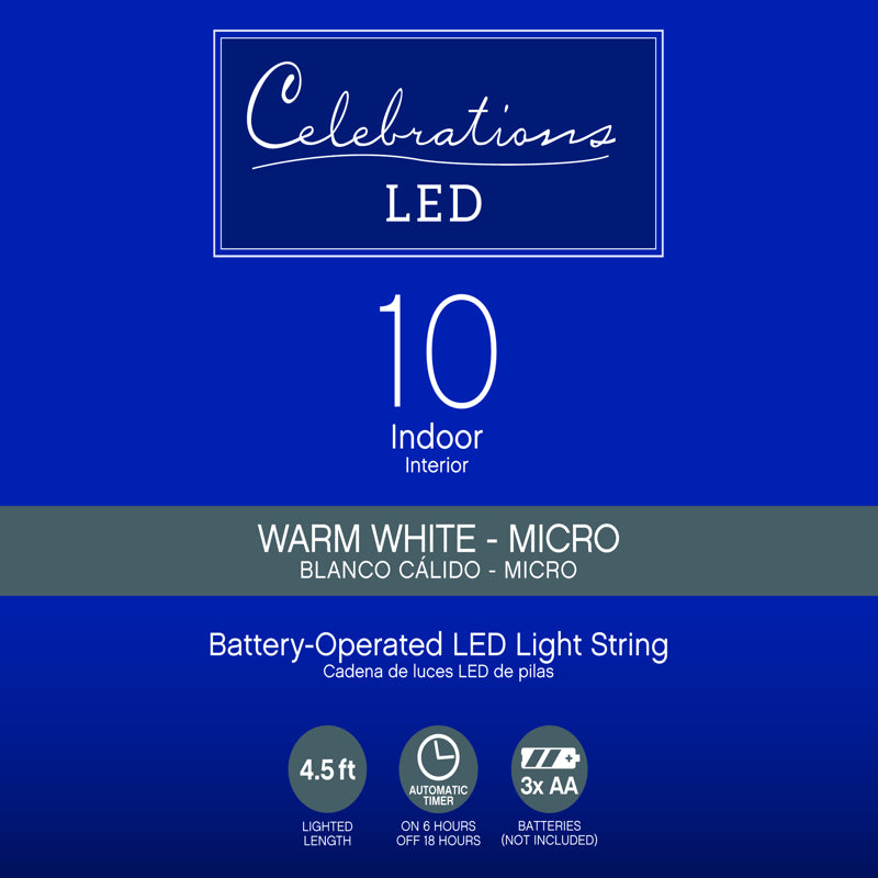 CELEBRATIONS - Celebrations LED Warm White String Christmas Lights 4.5 ft. - Case of 12