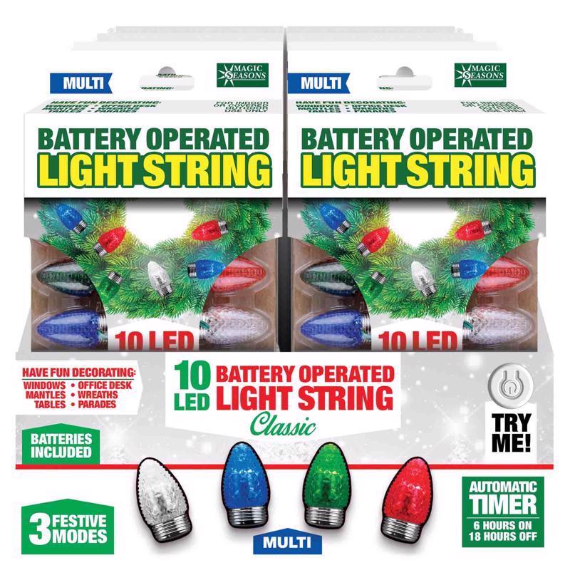 MAGIC SEASONS - Magic Seasons LED Multicolored 10 ct String Christmas Lights 7.5 ft. - Case of 12