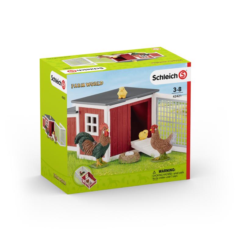 SCHLEICH - Schleich Farm World Chicken Coop Set Toys Plastic Multicolored 8 pc