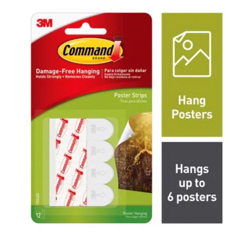 3M - 3M Command White Poster Strips 1 lb 12