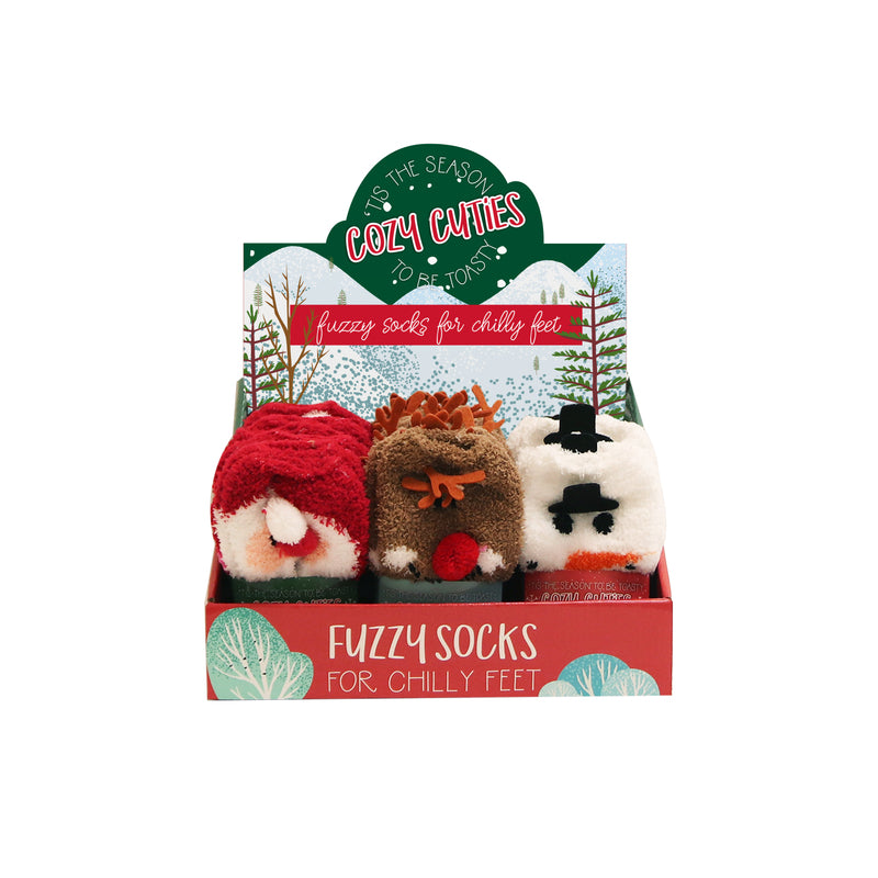 COZY CUTIES - Cozy Cuties Unisex Fuzzy Socks Multicolored - Case of 24