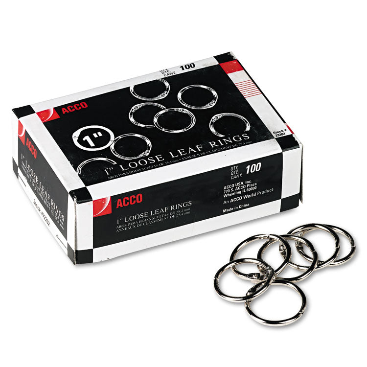 ACCO - Metal Book Rings, 1" Diameter, 100/Box