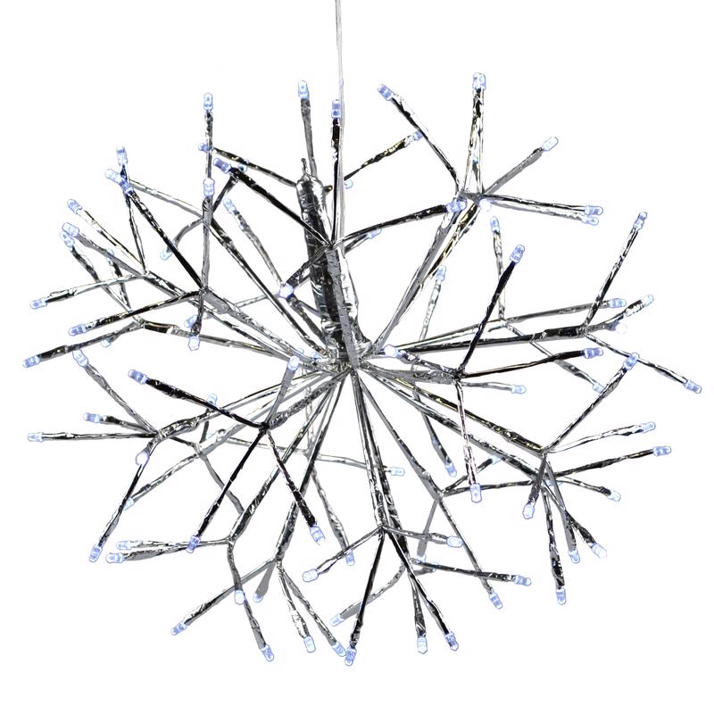 CELEBRATIONS - Celebrations Platinum LED Pure White Shimmer Sphere 16 in. Hanging Decor