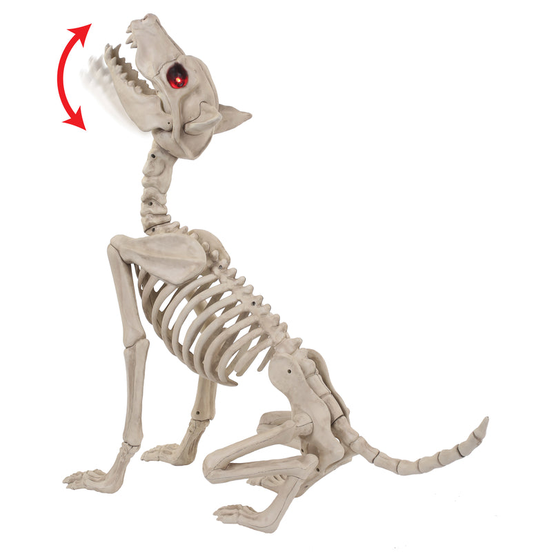 SEASONS USA - Seasons Red 27.5 in. Prelit Animated Wolf Skeleton Halloween Decor