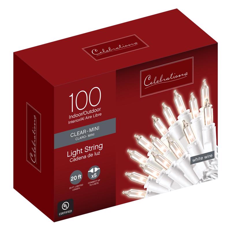 CELEBRATIONS - Celebrations Incandescent Mini Clear 100 ct String Christmas Lights 20 ft. [4008-71]