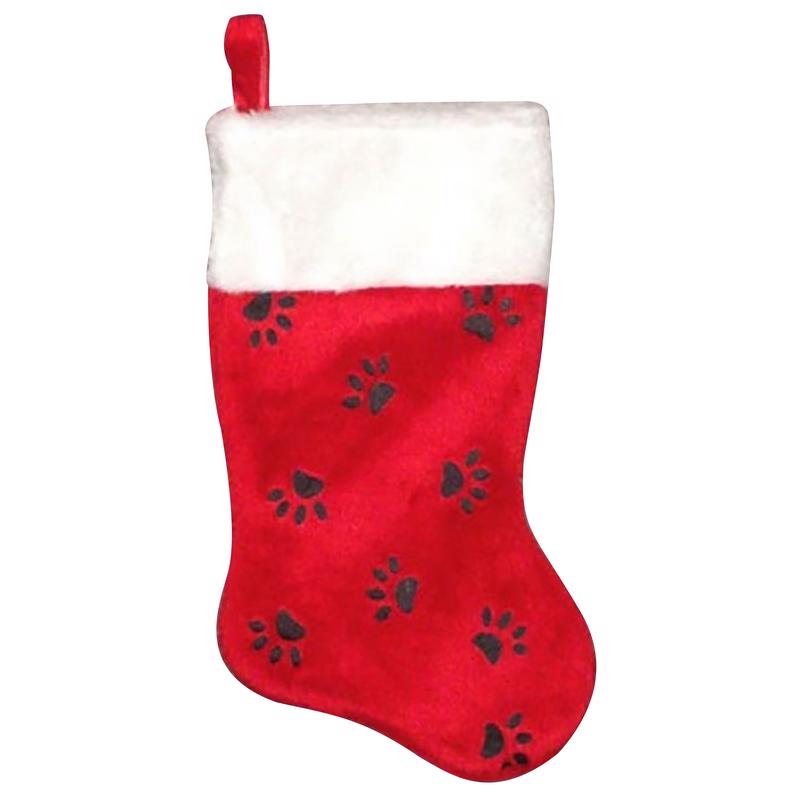 DYNO - Dyno Red/White/Black Paw Print Christmas Stocking 16 in. - Case of 6