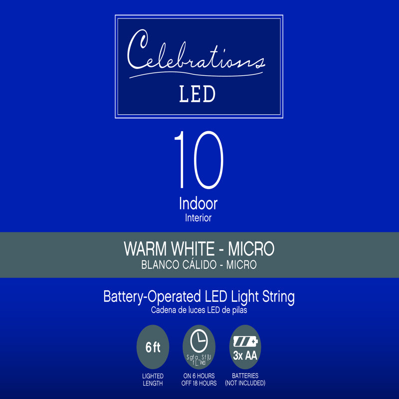 CELEBRATIONS - Celebrations LED Micro/5mm White String Christmas Lights - Case of 12