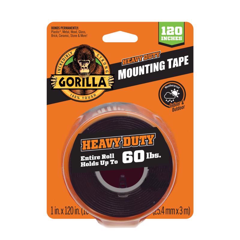 GORILLA - Gorilla Double Sided 1 in. W X 120 in. L Mounting Tape Black