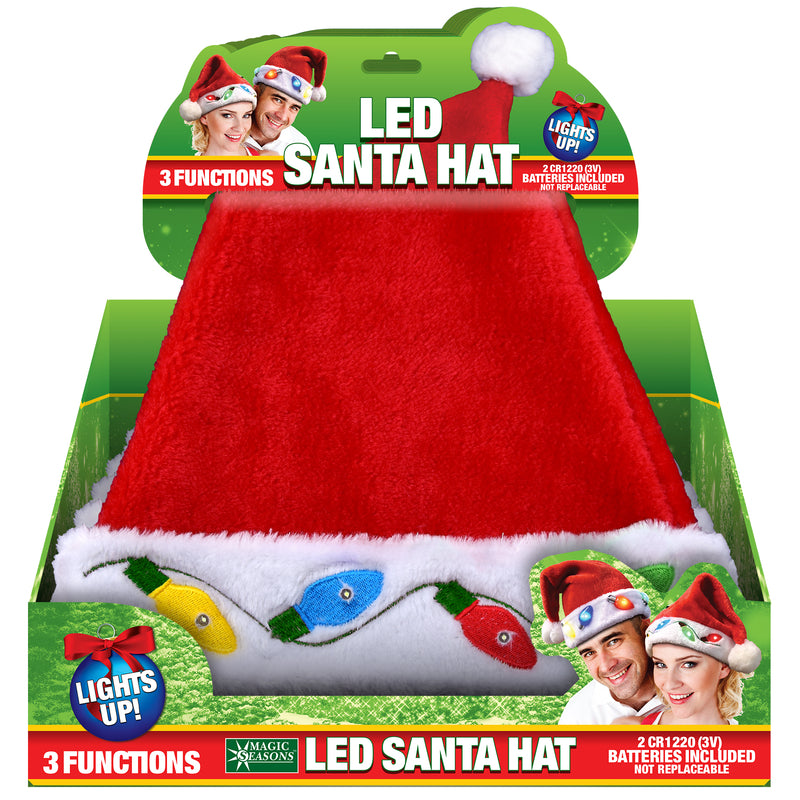 MAGIC SEASONS - Magic Seasons Christmas LED Santa Hat Plush 1 pc - Case of 12