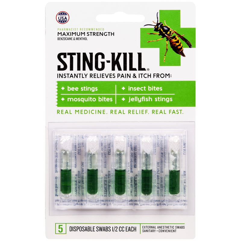 STING KILL - Sting Kill Clear/Green Anesthetic Swabs 5 pk