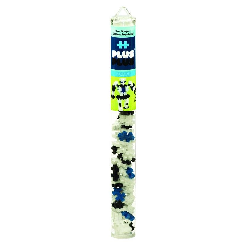 PLUS-PLUS - Plus-Plus Robot Building Blocks Polyethylene Black/Blue/White 70 pc