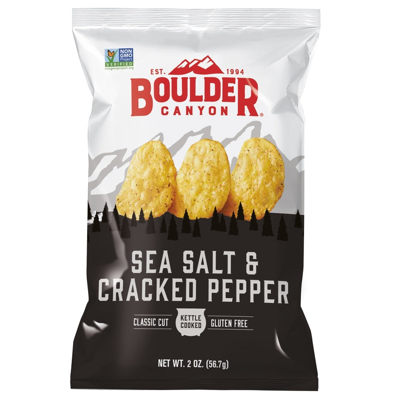 BOULDER CANYON - Boulder Canyon Sea Salt & Cracked Pepper Chips 2 oz Bagged - Case of 8