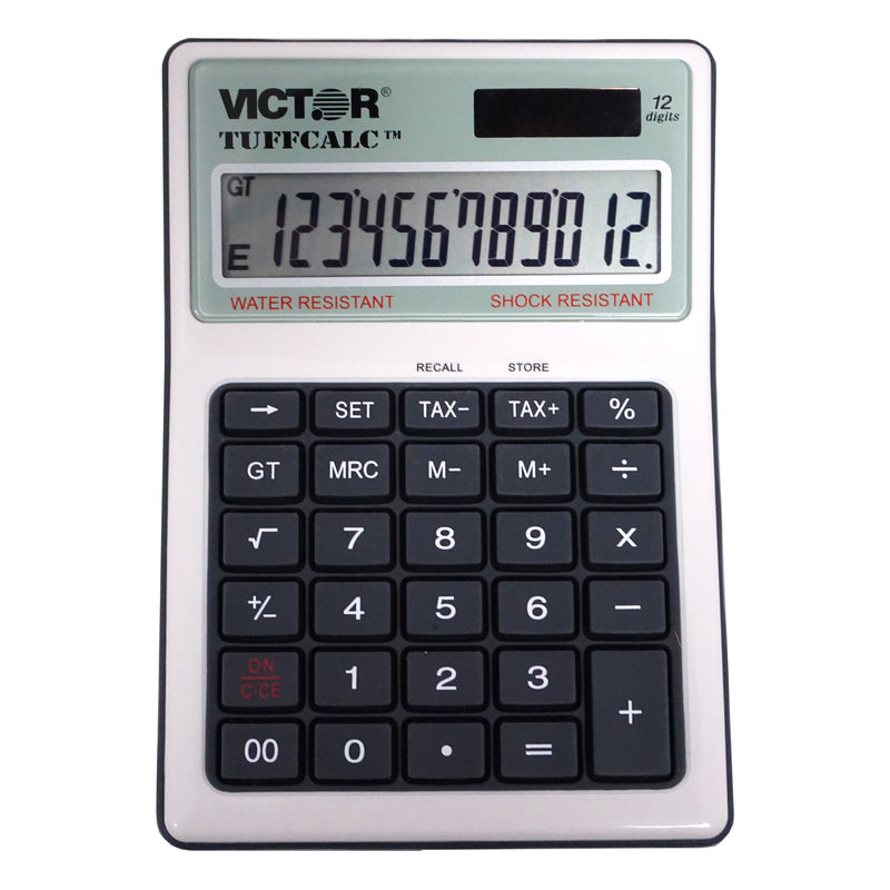 VICTOR - Victor Tuffcalc Silver 12 digit Solar Powered Washable Scientific Calculator