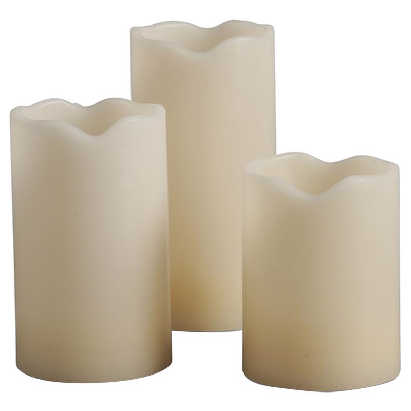 EVERLASTING GLOW - Everlasting Glow Bisque Vanilla Scent Melted Edge Pillar Flameless Flickering Candle [29980]