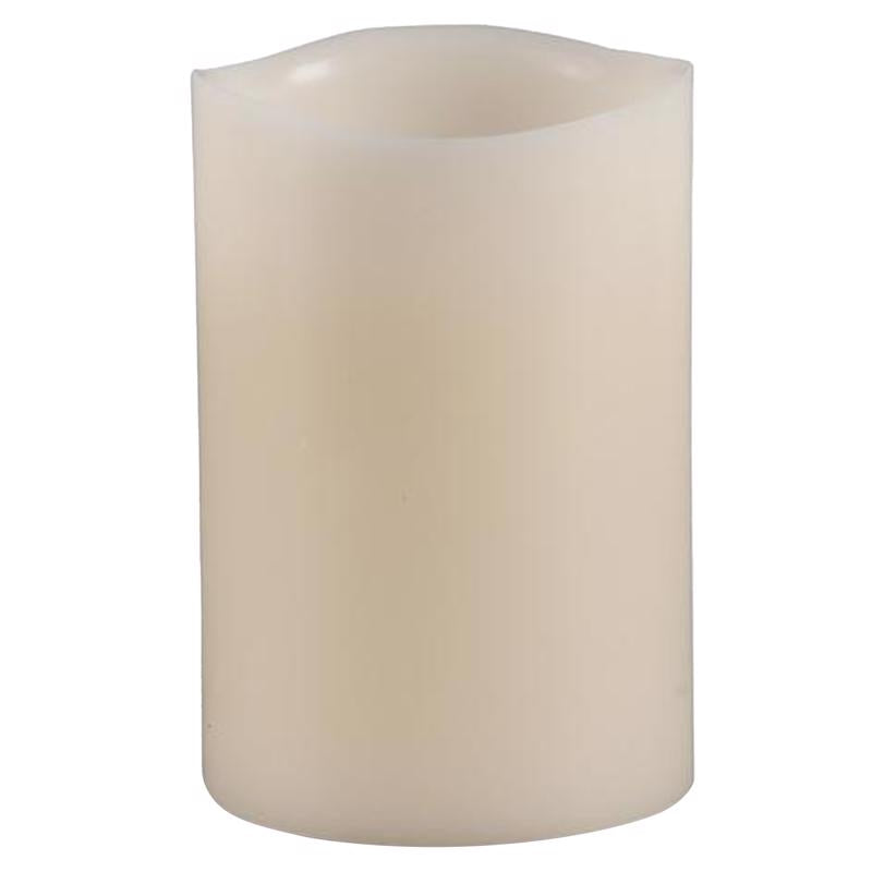 EVERLASTING GLOW - Everlasting Glow Bisque Vanilla Scent Melted Edge Pillar Flameless Flickering Candle [33078]