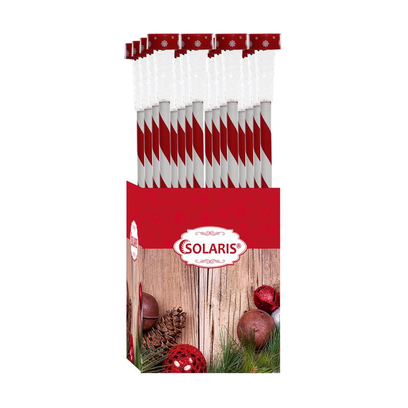 ALPINE - Alpine LED White Solar Candy Cane Striped Stake 23 in. Pathway Decor - Case of 24