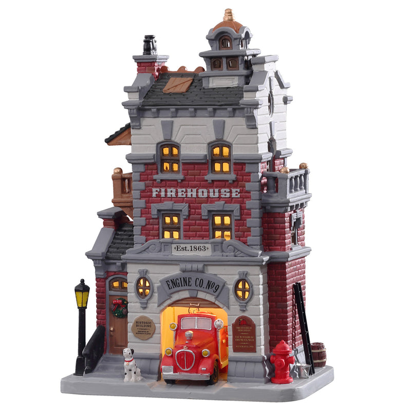LEMAX - Lemax LED Multicolored Firehouse Engine Co. No. 9 Christmas Village 10 in.