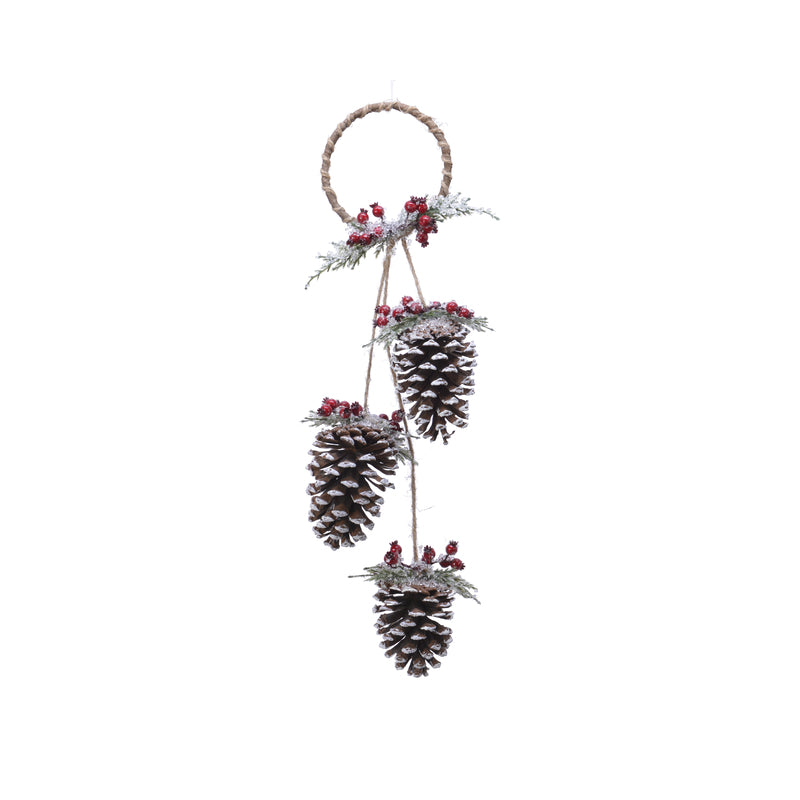 DECORIS - Decoris Multicolored Pinecone with Berries Hanger 23 in. - Case of 12