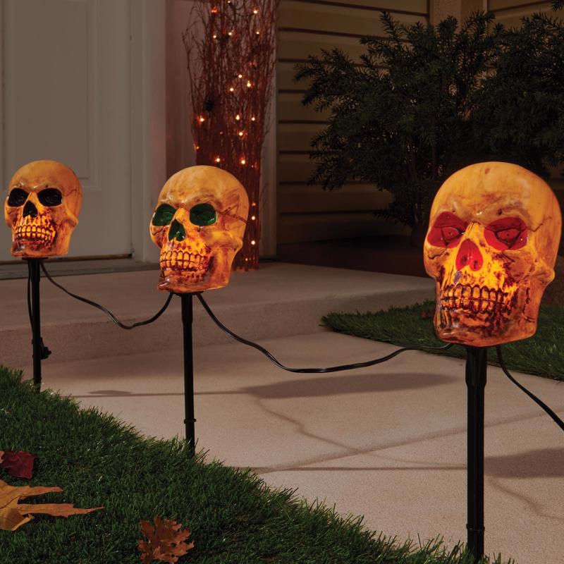 CELEBRATIONS - Celebrations Clear 6 in. Incandescent Halloween Skull Pathway Decor