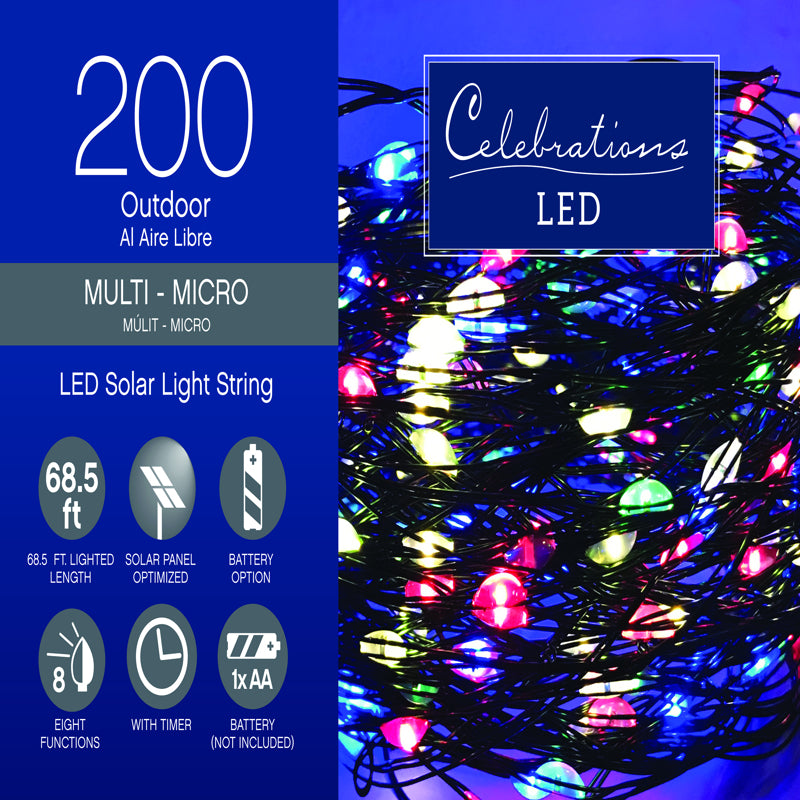 CELEBRATIONS - Celebrations LED Micro Multicolored 200 ct String Christmas Light Bulbs 16.24 ft.