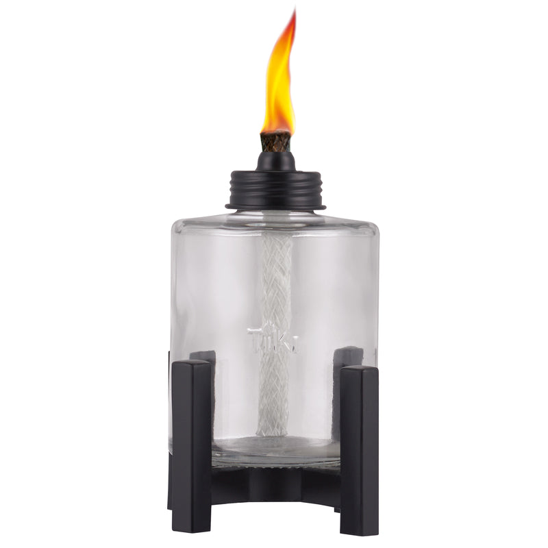 TIKI - TIKI Black/Clear Glass/Metal 6.5 in. Elevated Tabletop Torch 1 pc - Case of 6