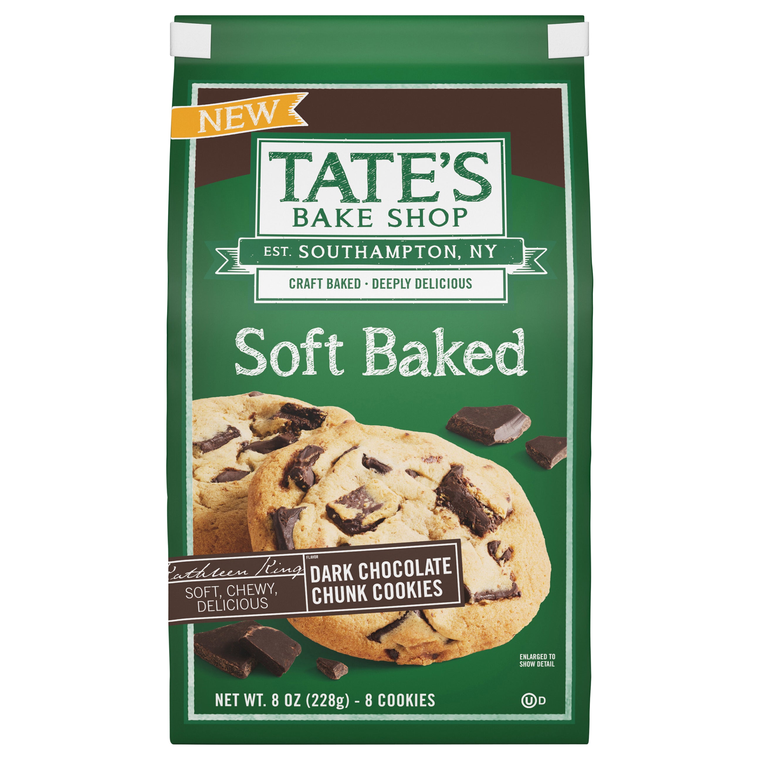 Tate's Bake Shop Soft Baked Cookies, Dark Chocolate Chunk, 8 oz - Case of 12