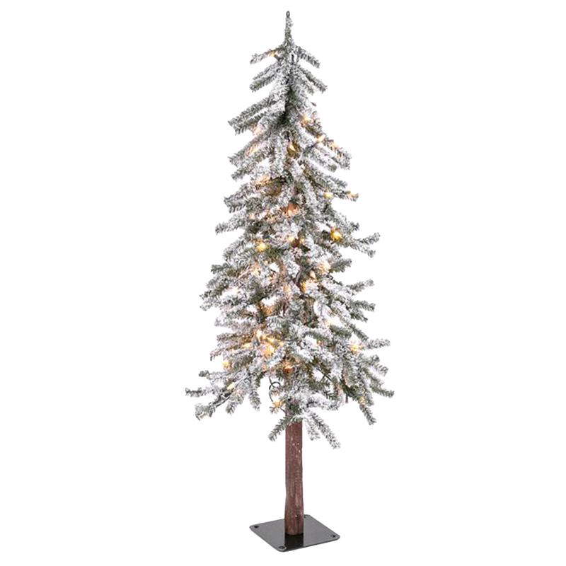 GERSON - Gerson 4 ft. Slim LED 100 ct Flocked Alpine Christmas Tree - Case of 2