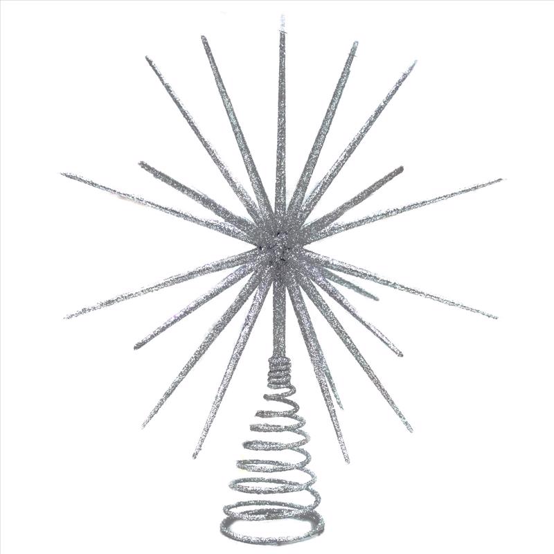 CELEBRATIONS - Celebrations Home Silver Burst Tree Topper 14 in.