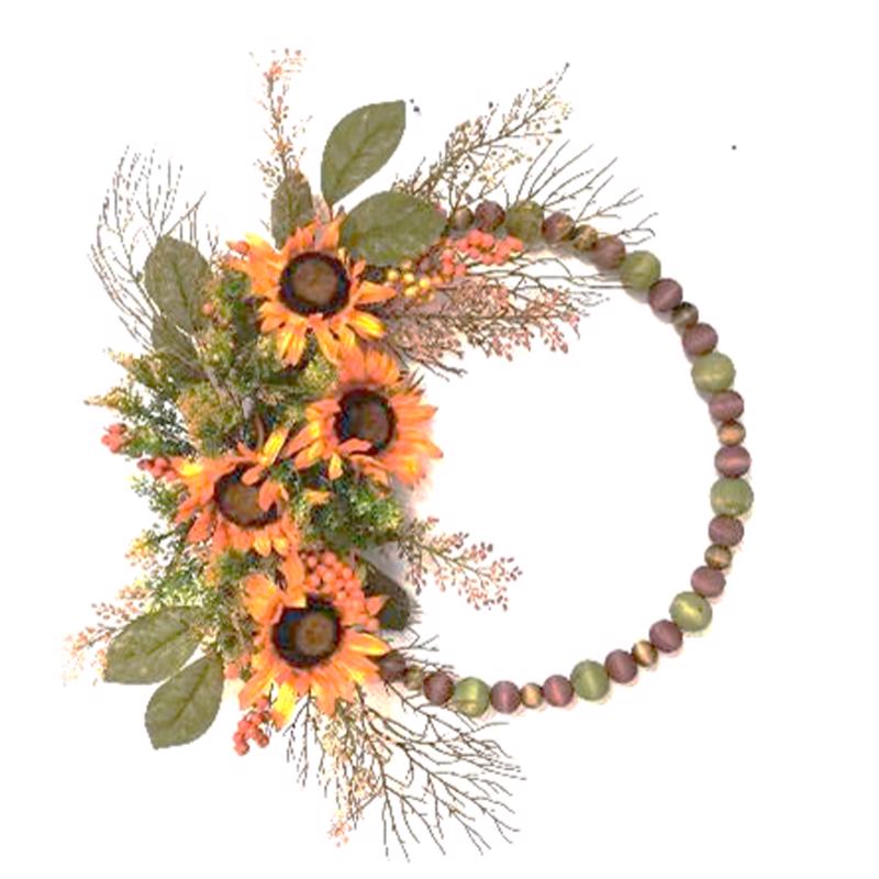 CELEBRATIONS - Celebrations 22 in. D Beaded Sunflower Harvest Wreath