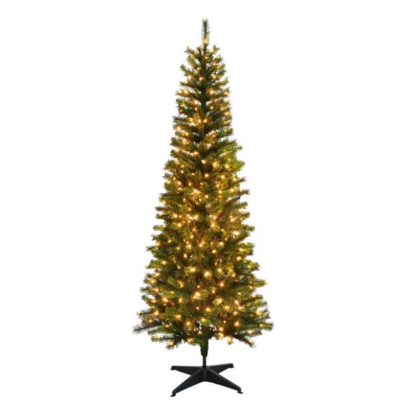 CELEBRATIONS - Celebrations 7 ft. Pencil LED 250 ct Highland Green Spruce Christmas Tree