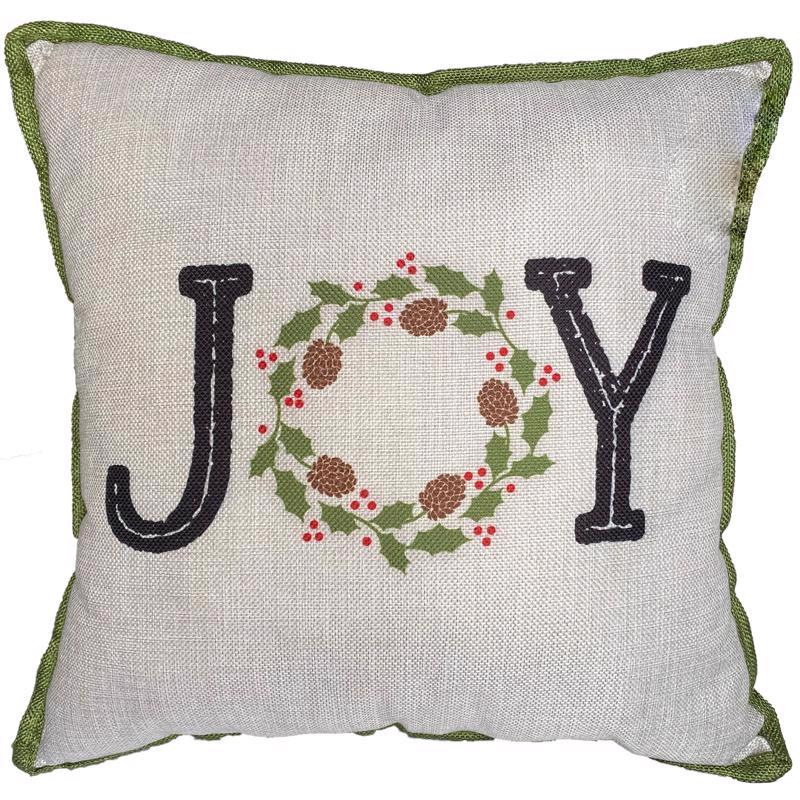 CELEBRATIONS - Celebrations Home Multicolored Fireside Joy Wreath Print Pillow 16 in. - Case of 4