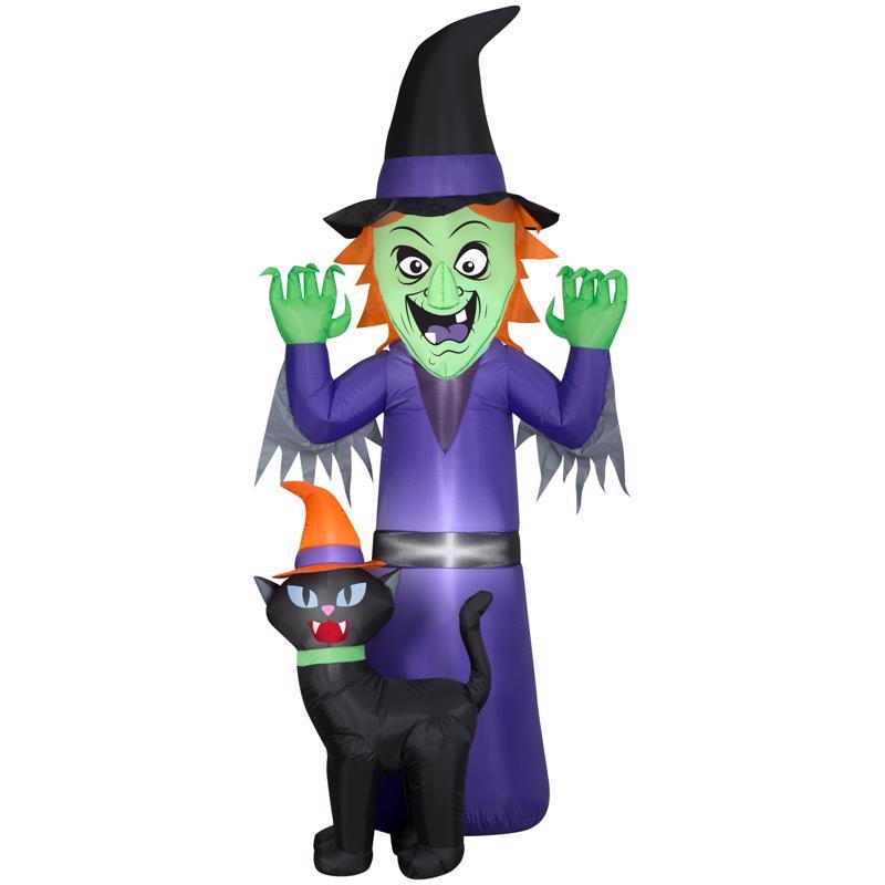 GEMMY - Gemmy Airblown 9 ft. LED Prelit Witch and Cat Inflatable