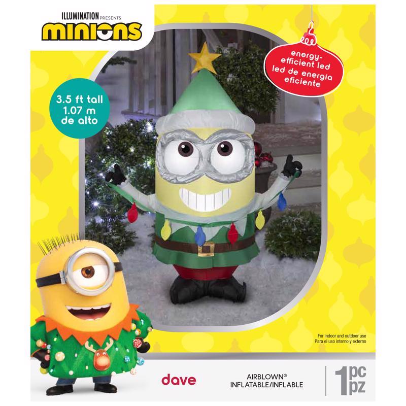 GEMMY - Gemmy Airblown LED Minions Dave the Elf 3.5 ft. Inflatable