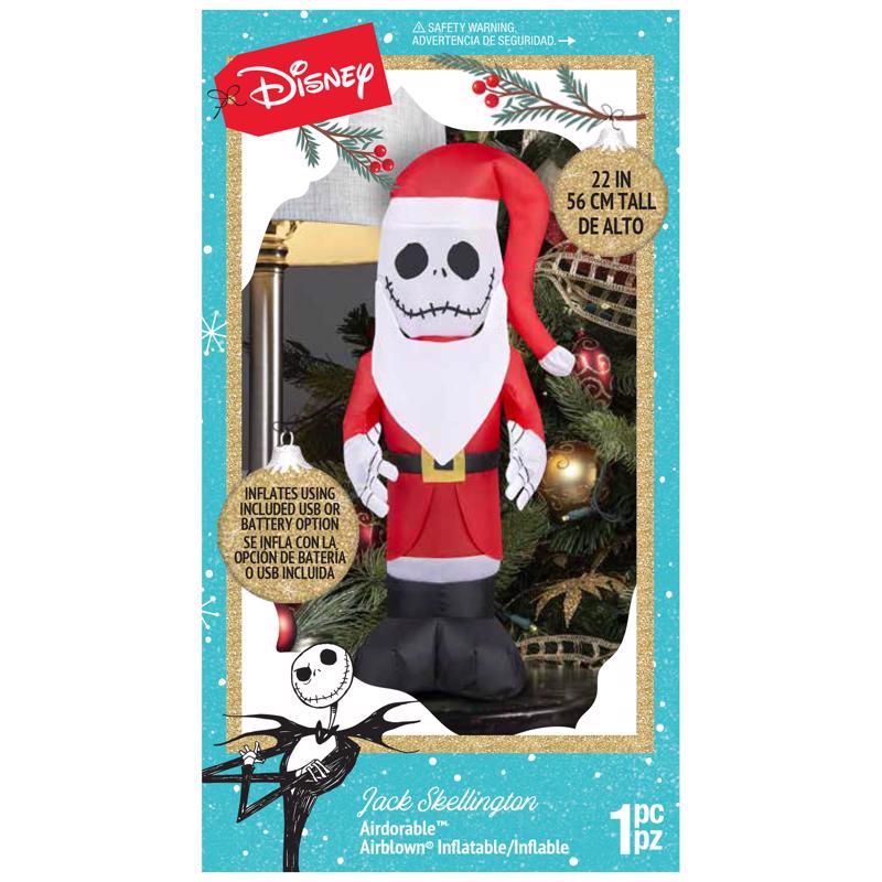 GEMMY - Gemmy Airdorable Disney LED Multicolored Jack Skellington Santa Inflatable 22 in.