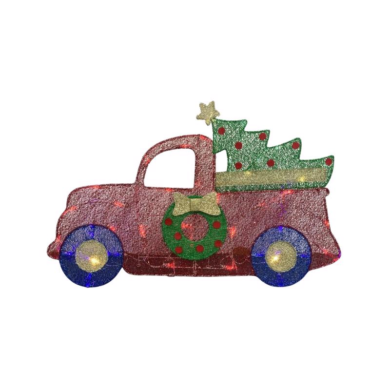 GEMMY - Gemmy Flat-tastics LED Multi Christmas Truck 22 in. Yard Decor