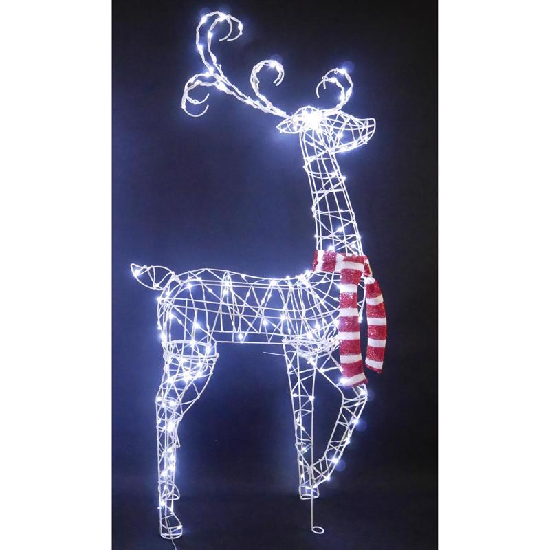 CELEBRATIONS - Celebrations LED Cool White Ornate Wire Buck 4 ft. Yard Decor