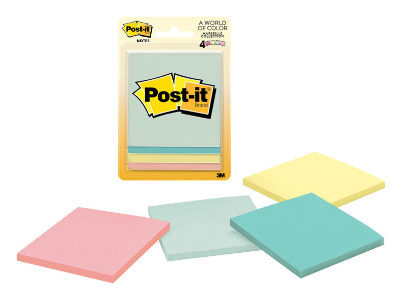 3M - Post-It 3 in. W X 3 in. L Assorted Sticky Notes 4 pad