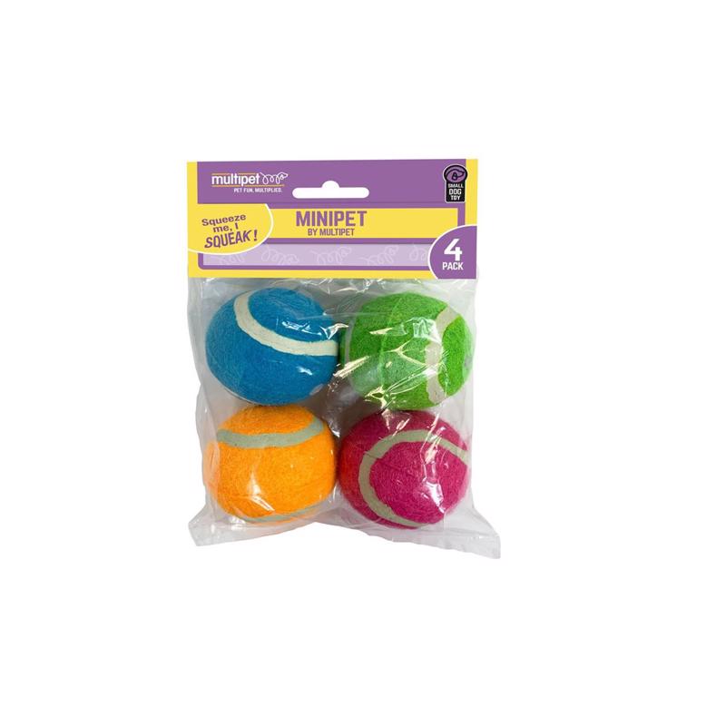 MULTIPET - Multipet Assorted Plush Squeaky Tennis Ball 2 in. 4 pk