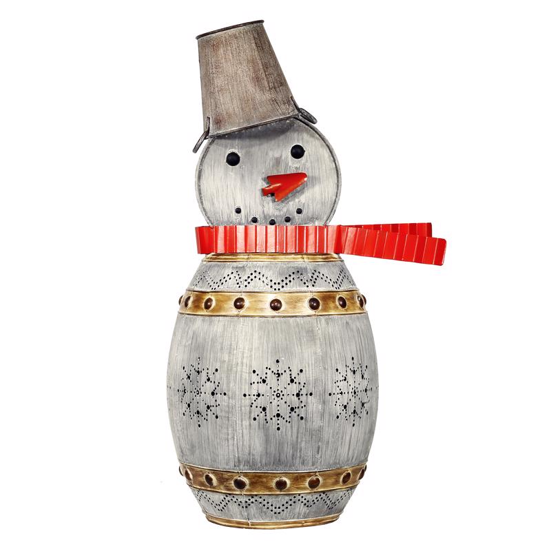 ALPINE - Alpine Snowman Yard Sculpture Decor Metal 1 pc