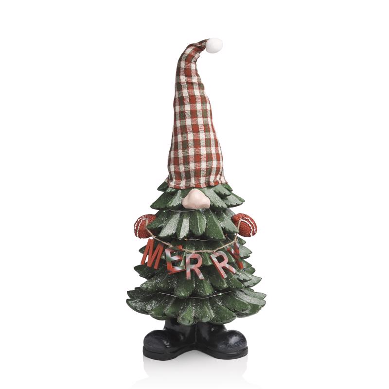 ALPINE - Alpine LED Multicolored Gnome Christmas Merry Tree Figurine 28 in.