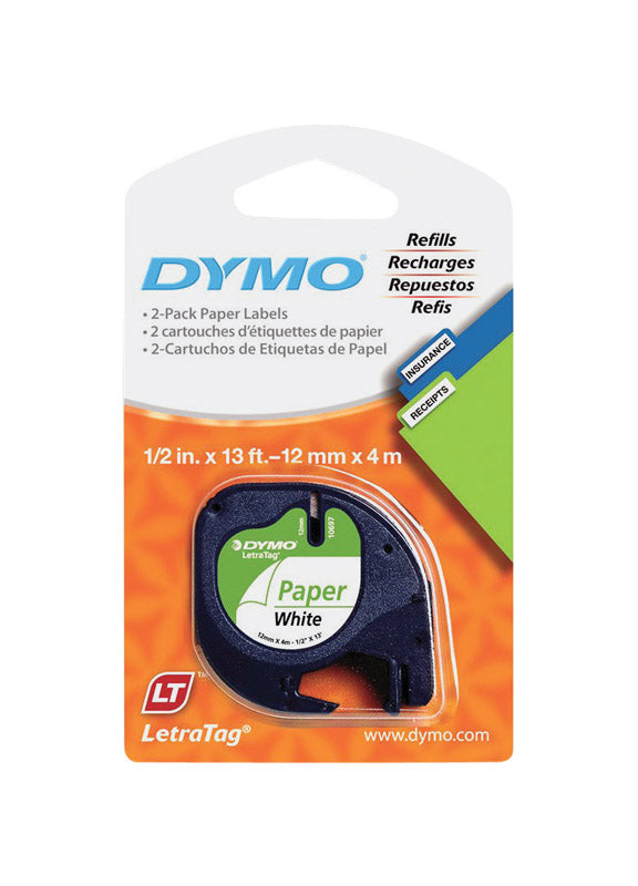 DYMO - Dymo LetraTag 1/2 in. W X 156 in. L White Paper Label Maker Tape