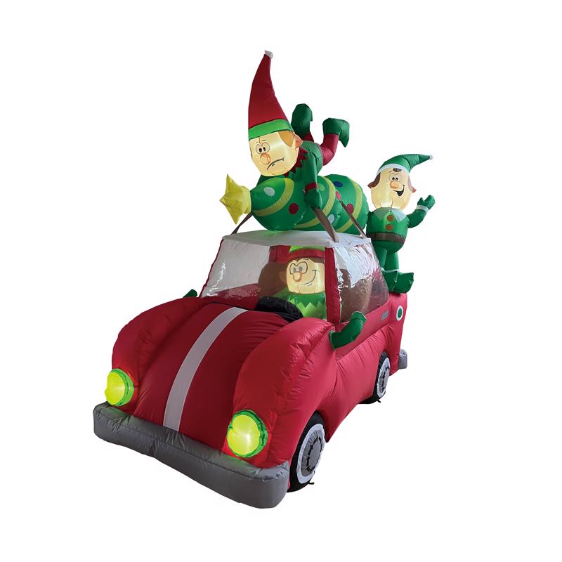 CELEBRATIONS - Celebrations LED Animated Elf Christmas Tree Delivery Truck 6.5 ft. Inflatable